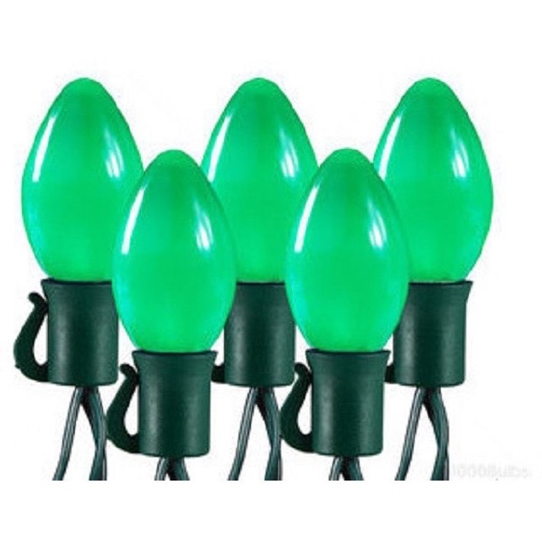 LIGHTSET LED C7 25CT GREEN OPAQ - Christmas Tree Lights - Cool to touchGreen wire14.5-foot total length25,000-hour average bulb lifeGreen ceramic bulbsIndooroutdoor use