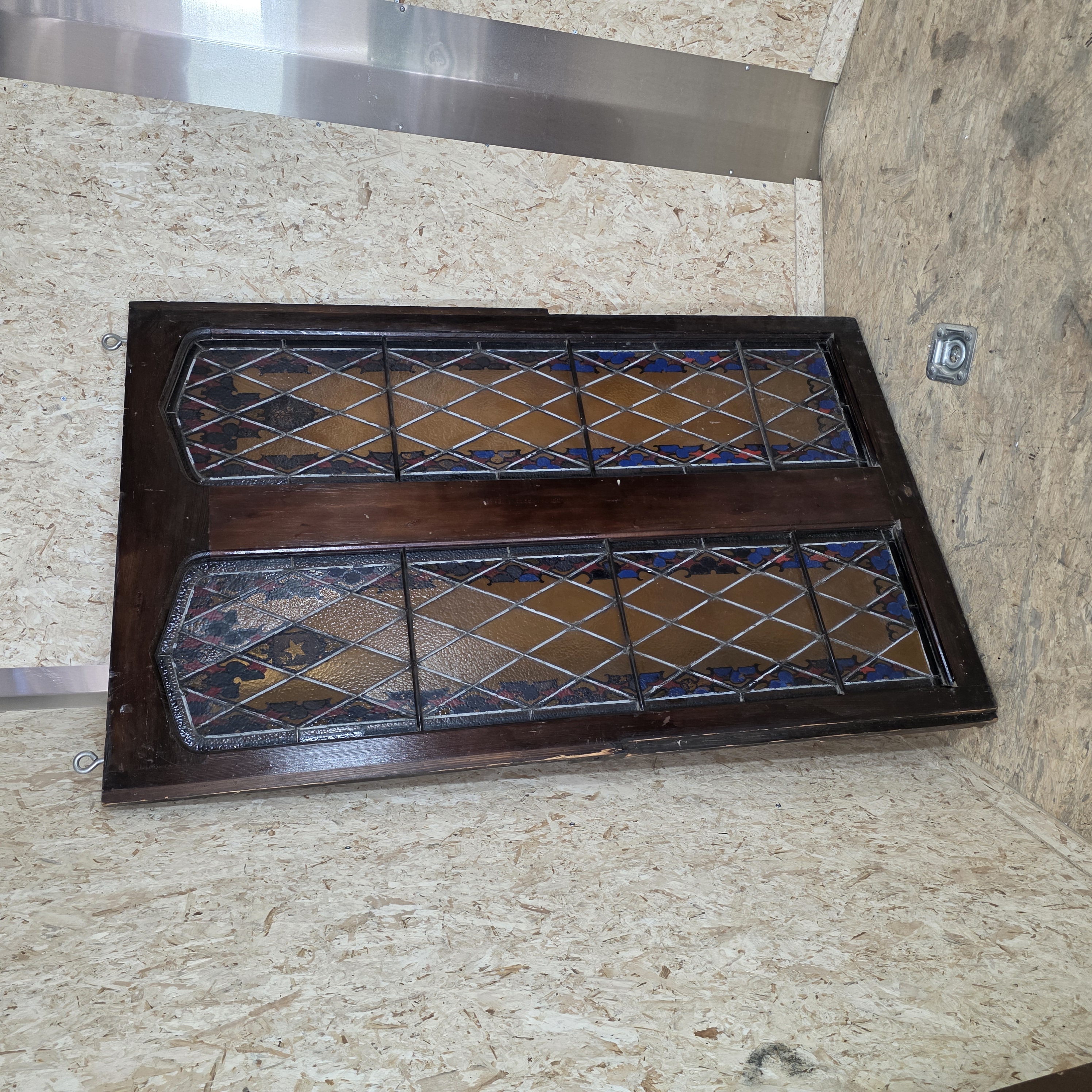 Pair of Vintage Leaded Glass Cabinet Door Panels