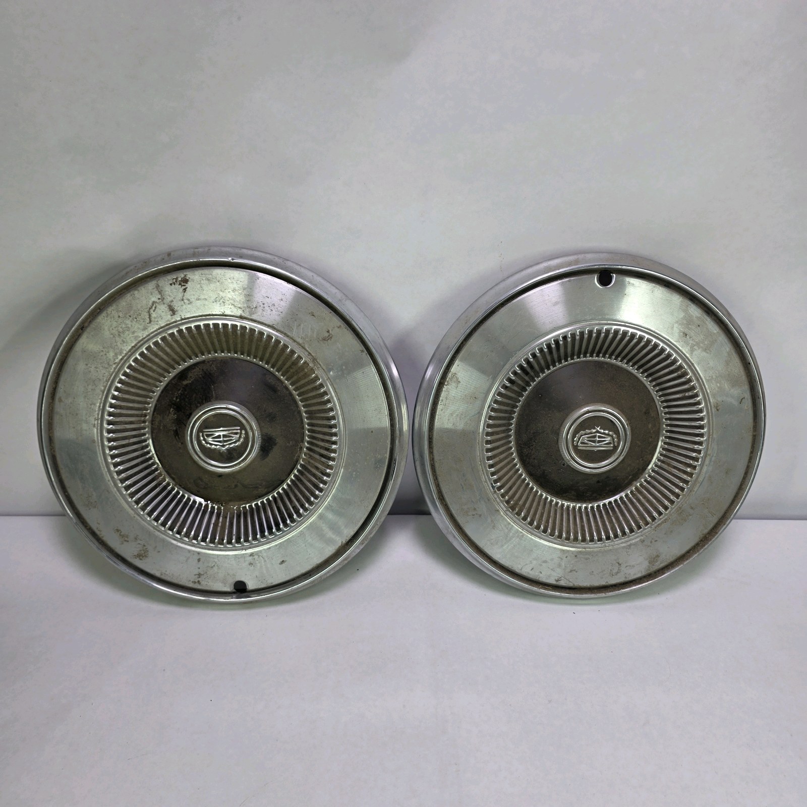 Pair of Vintage Cadillac Wheel Covers Hubcaps Turbine Style