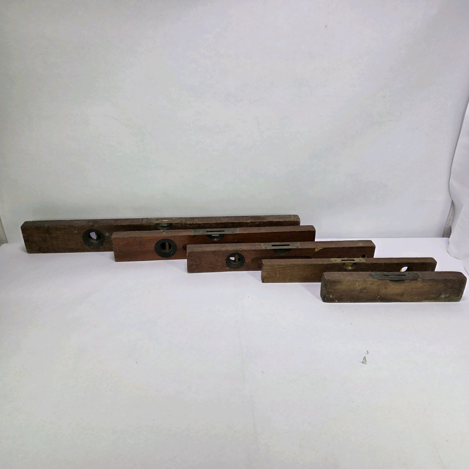 Lot of 6 Vintage Wood Spirit Levels Carpenter Tool Pieces