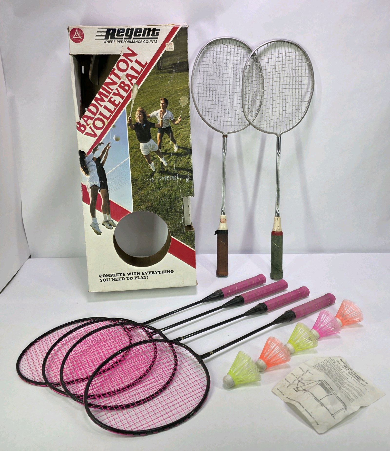 Regent Badminton Volleyball Outdoor Game Set with Rackets and Shuttlecocks