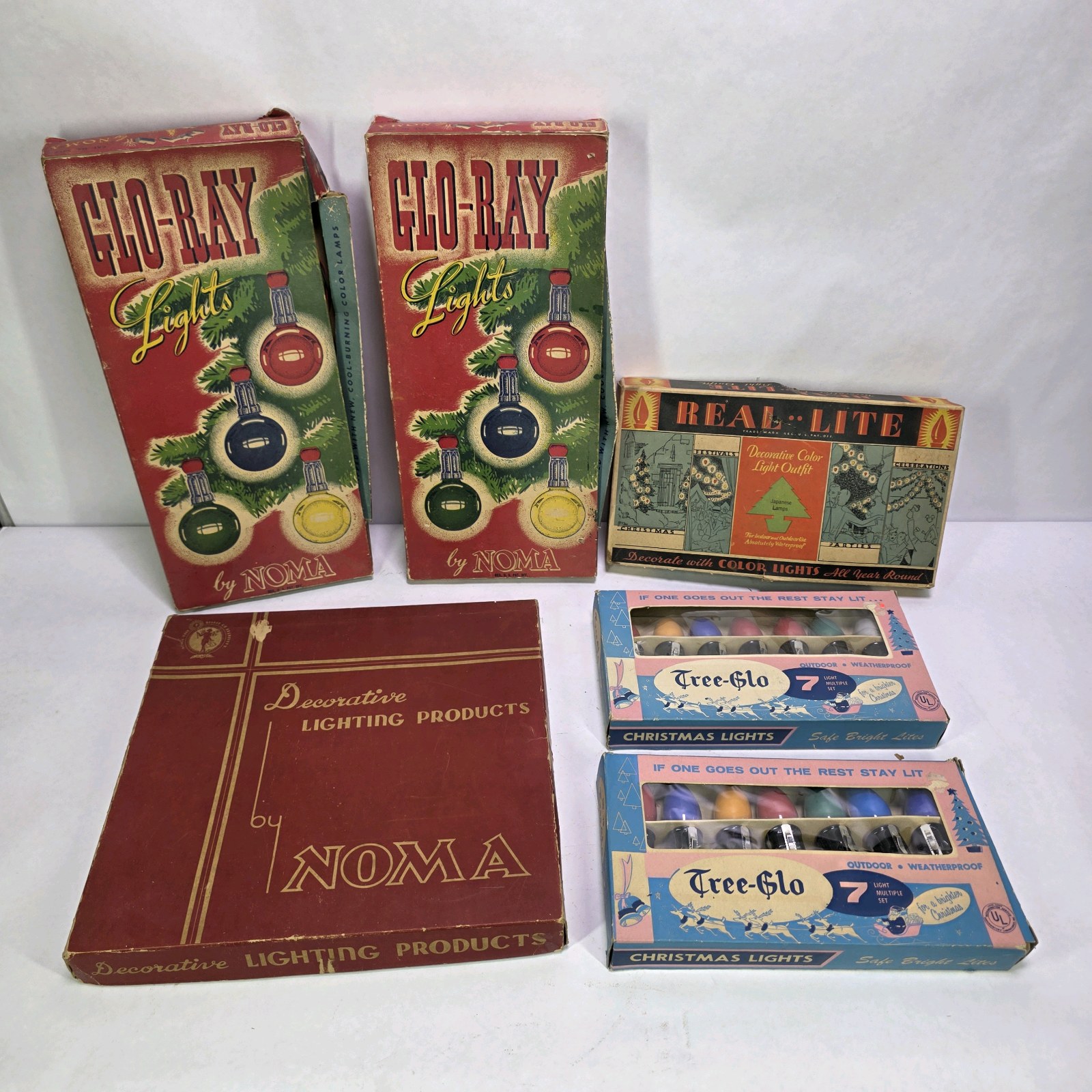 Lot of Vintage Noma Christmas Lights and Tree-Glo Holiday Light Sets