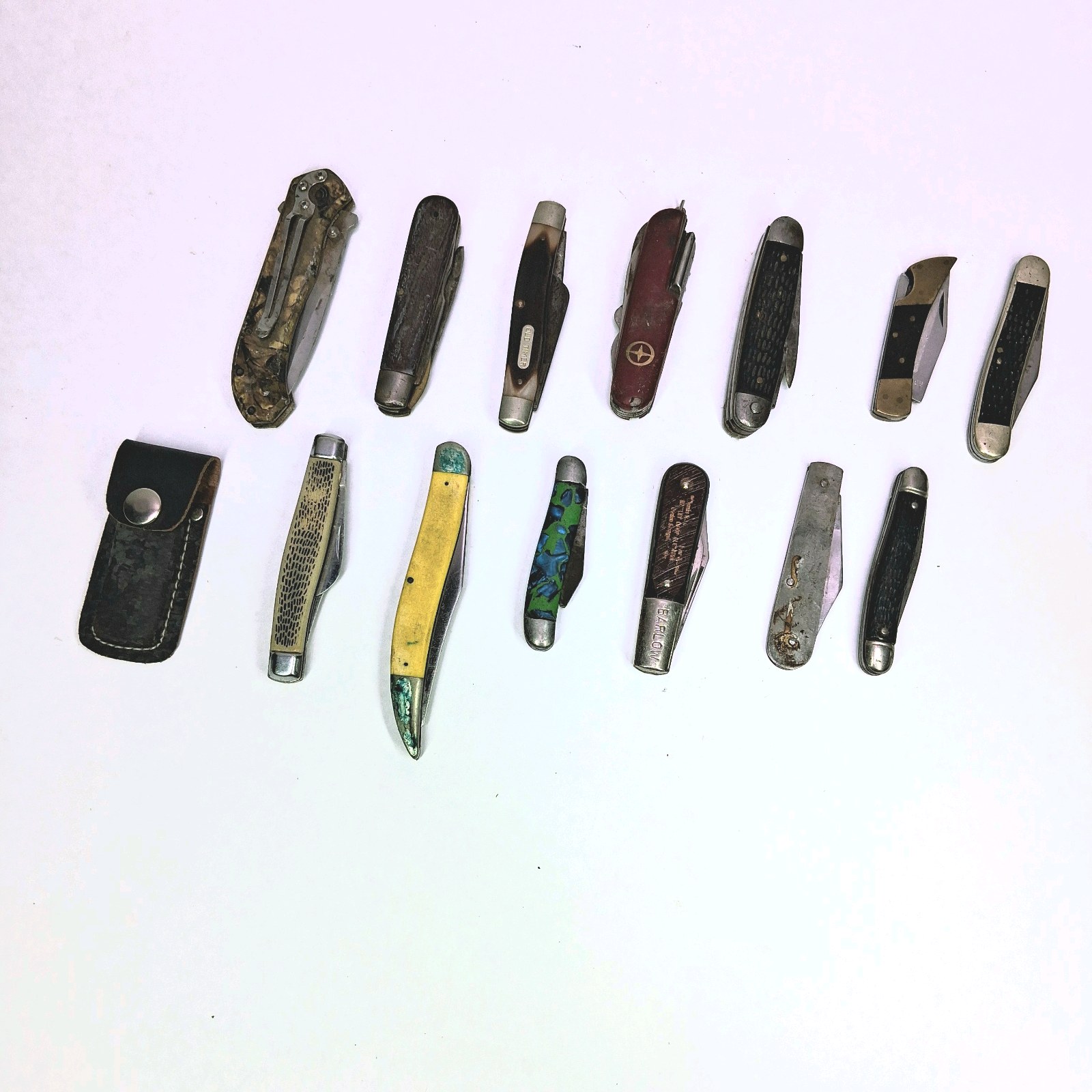 Lot of 14 Vintage Folding Pocket Knives with Sheath