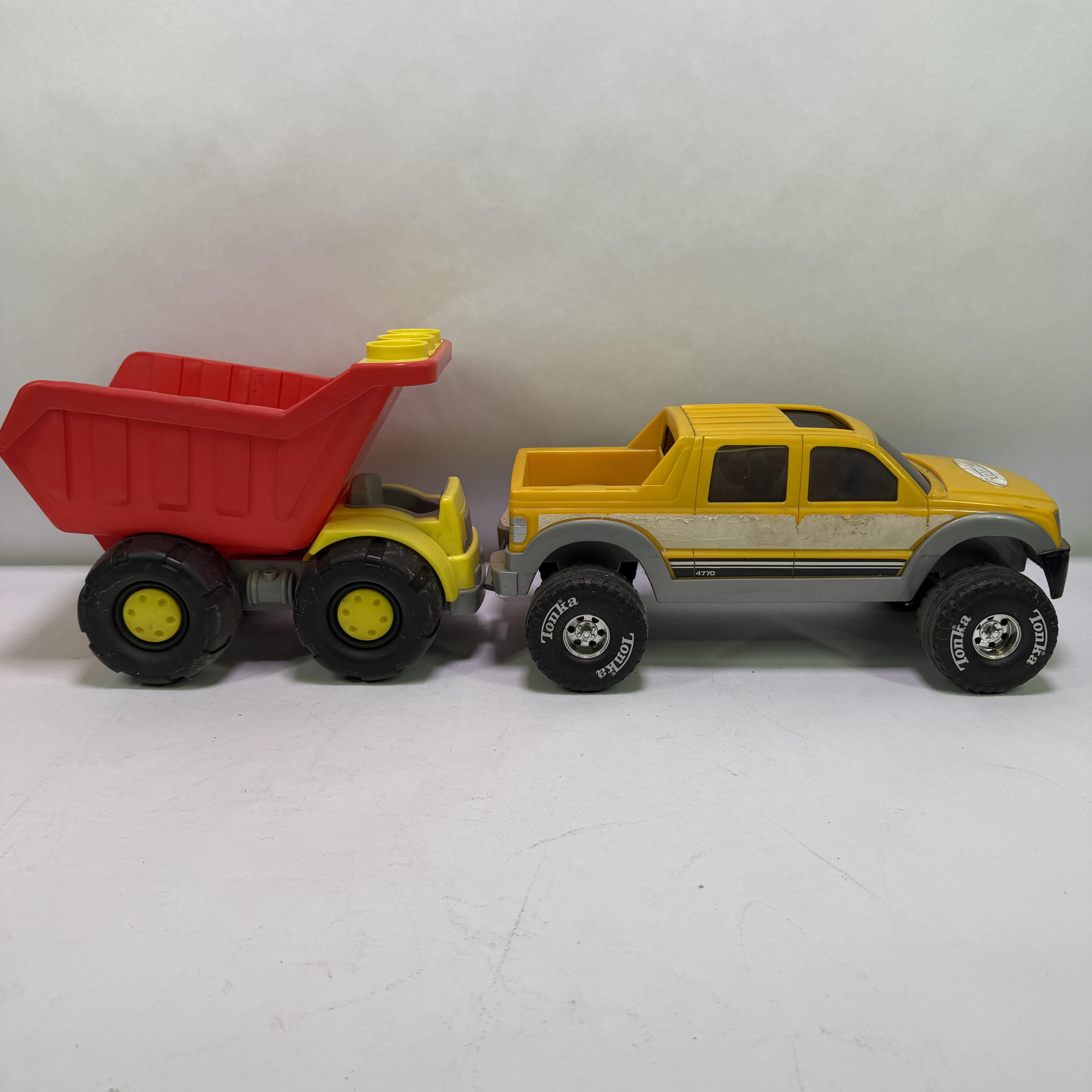Lot of 2 Tonka and Fisher-Price Little People Toy Trucks