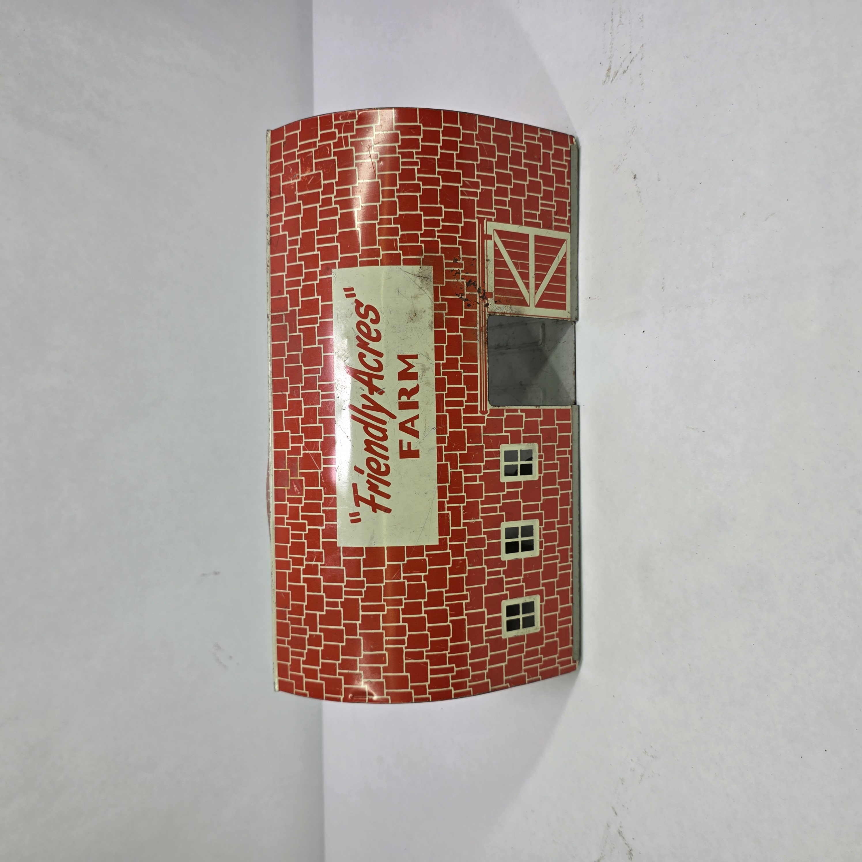 Vintage Friendly Acres Dairy Farm Tin Litho Barn Toy Building