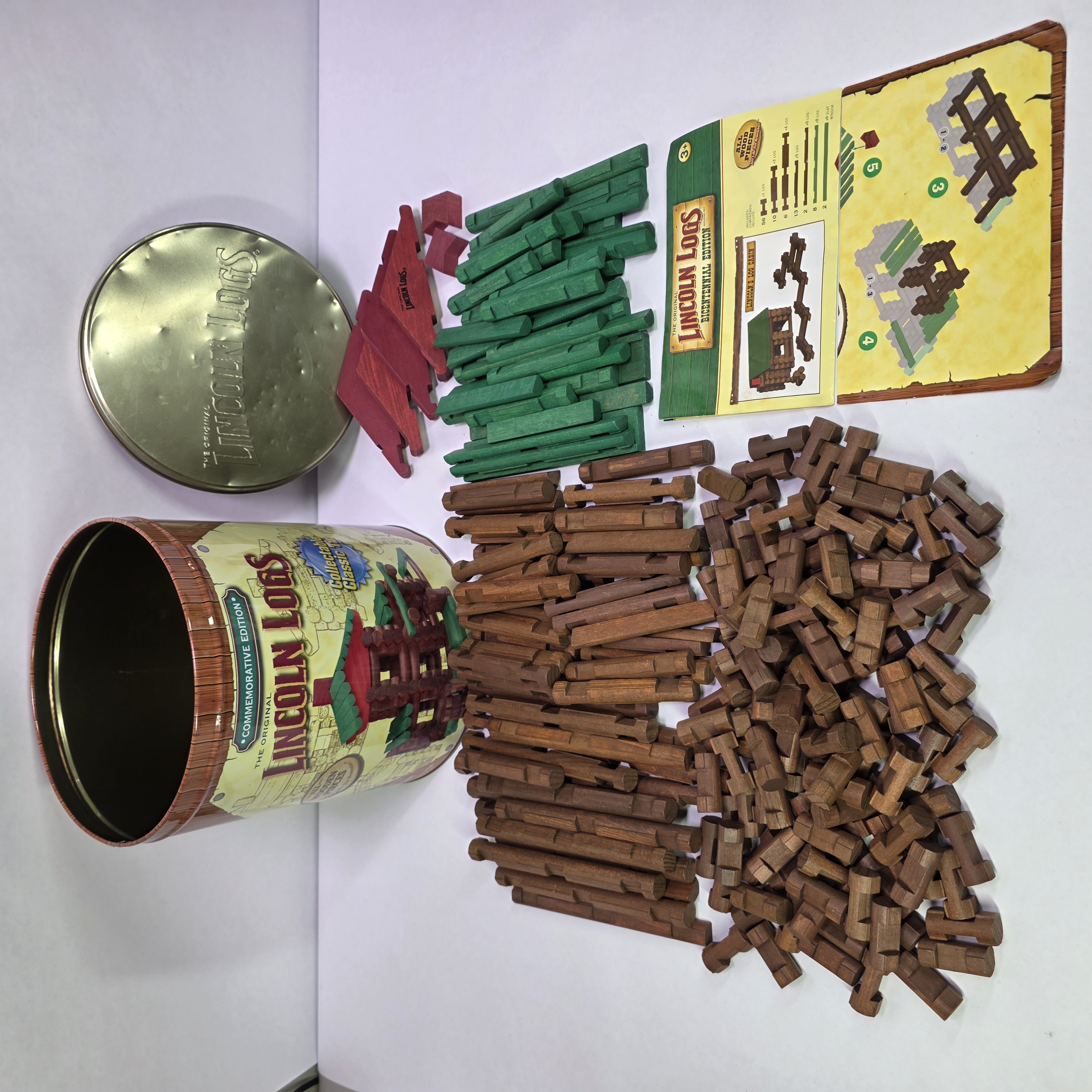 Vintage Lincoln Logs Collectible Classic Toy Building Set with Tin