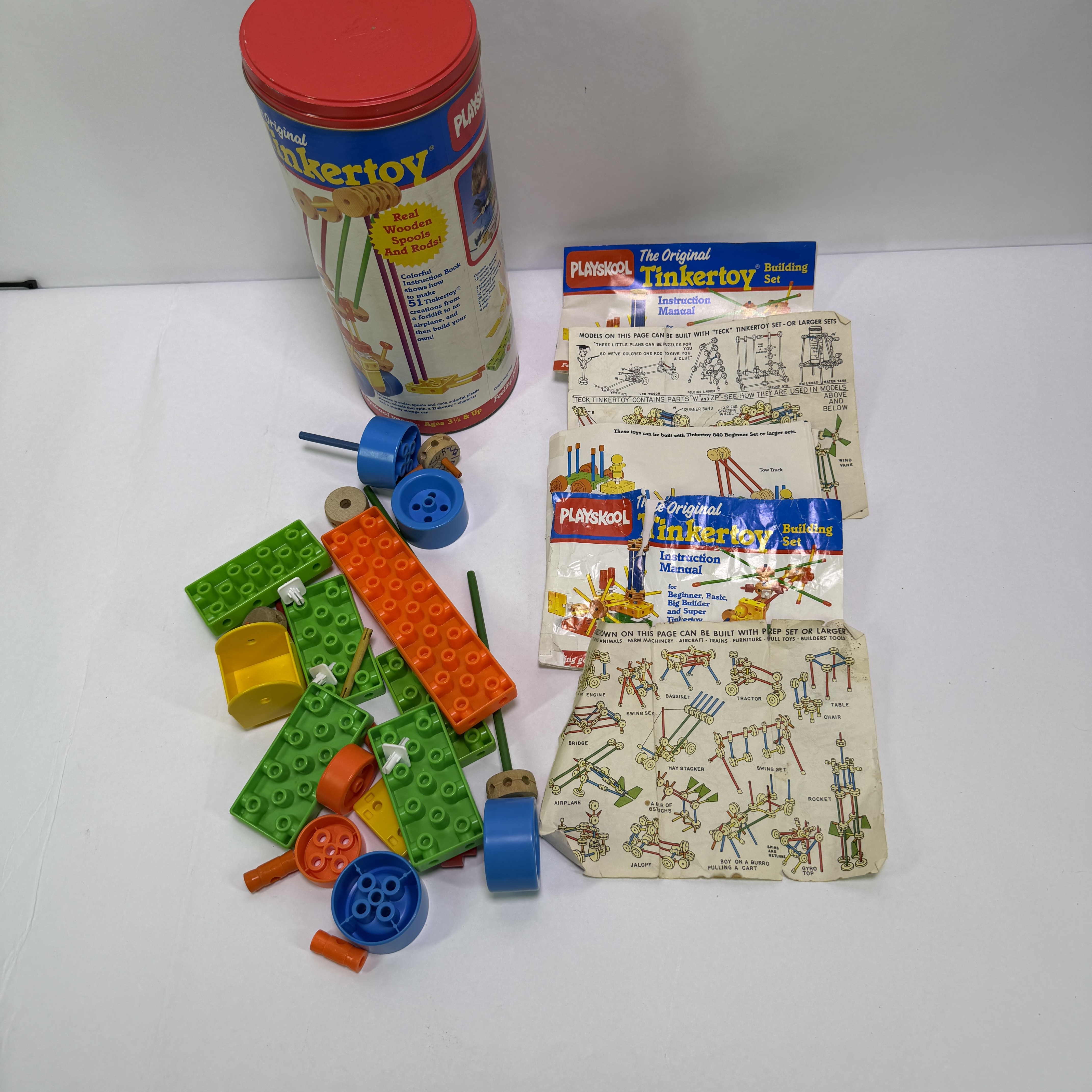 Playskool Original Tinkertoy Super Set with Tube and Instructions