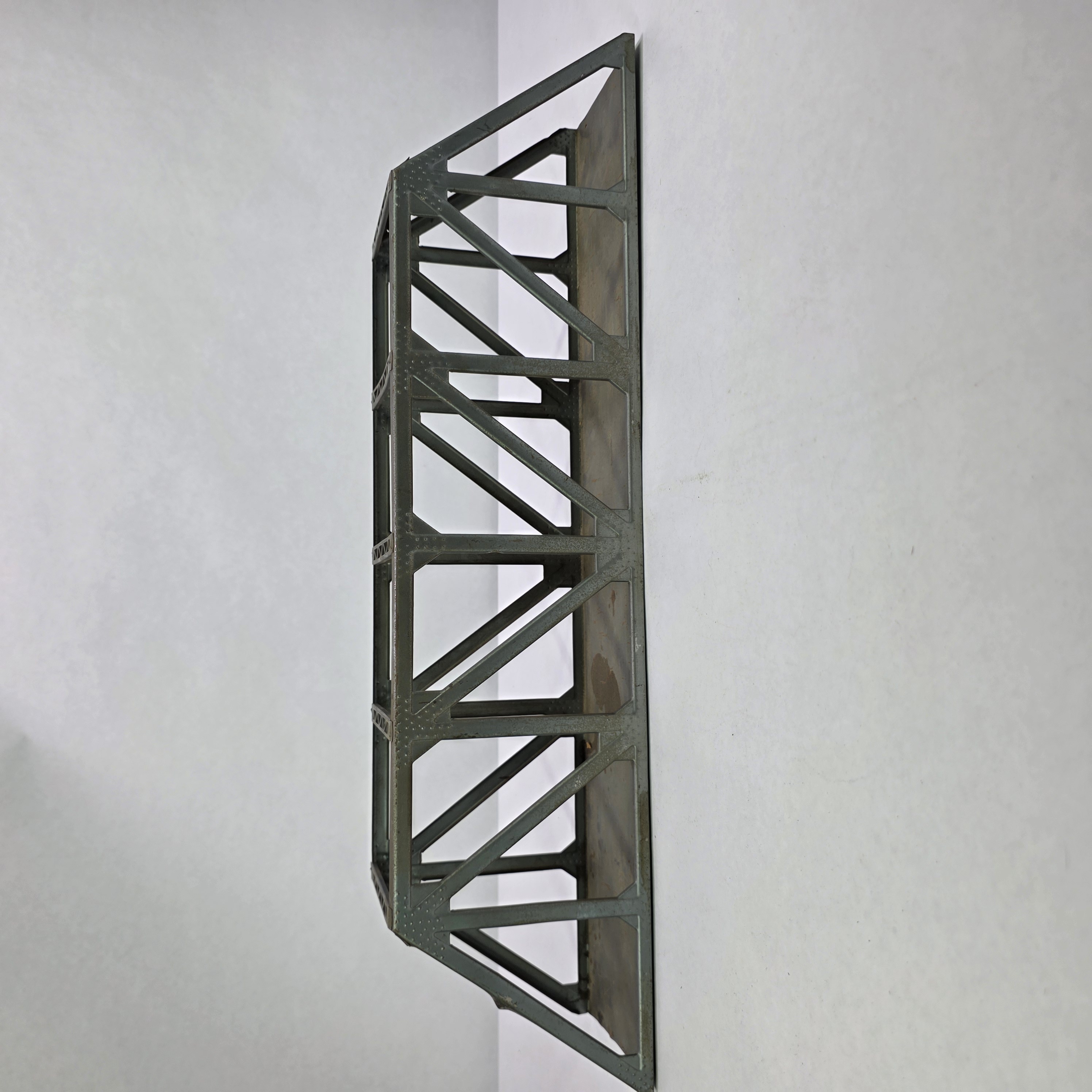 Vintage Gray Metal Model Train Truss Bridge Section