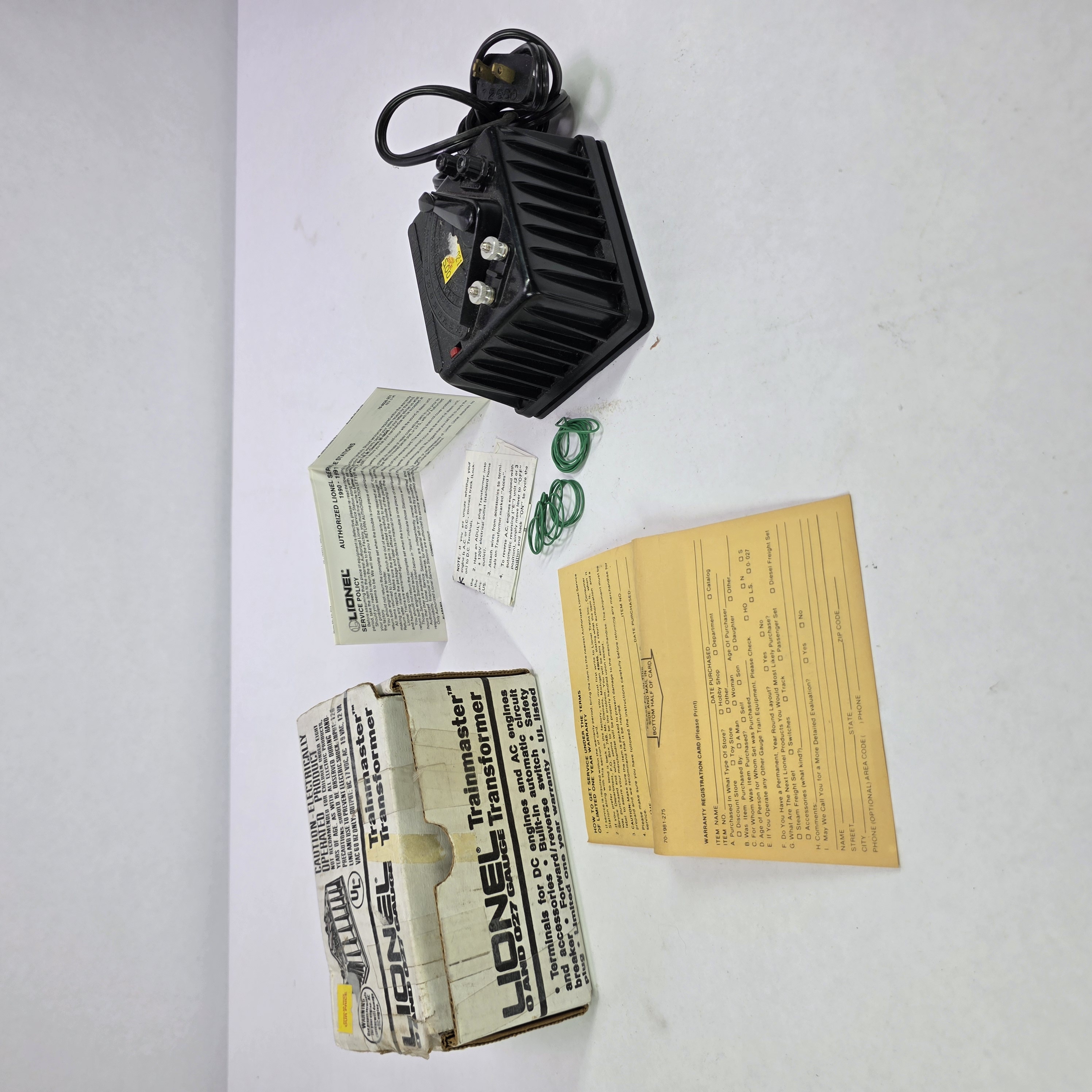 LLionel Trainmaster Transformer Model Railroad Power Supply with Box and Paperwork