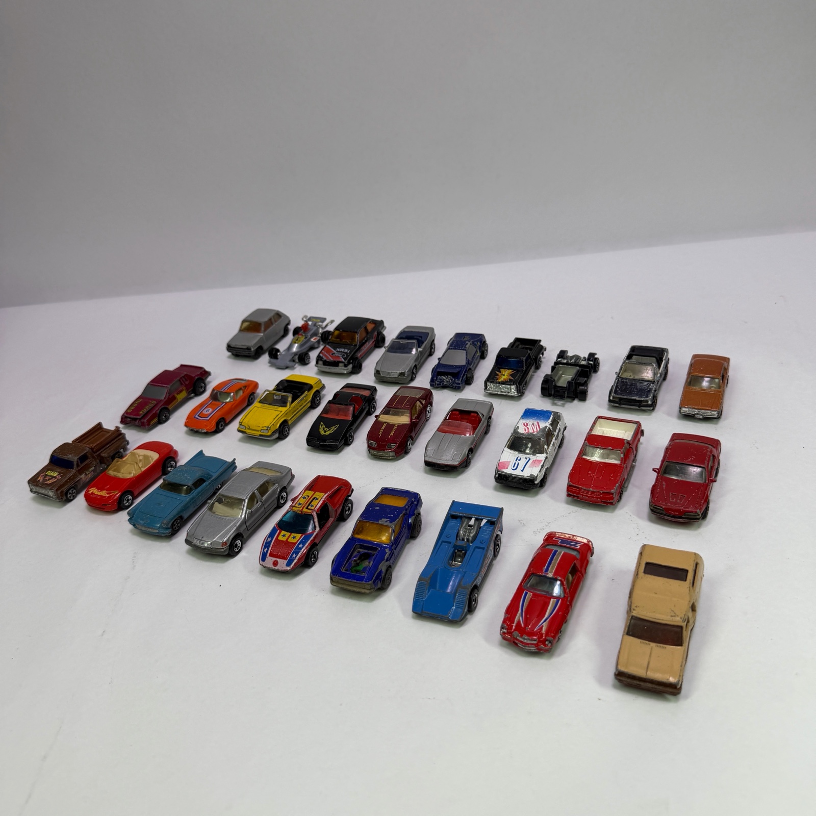 Lot of 27 Die-Cast Toy Cars, Trucks, and Race Vehicles