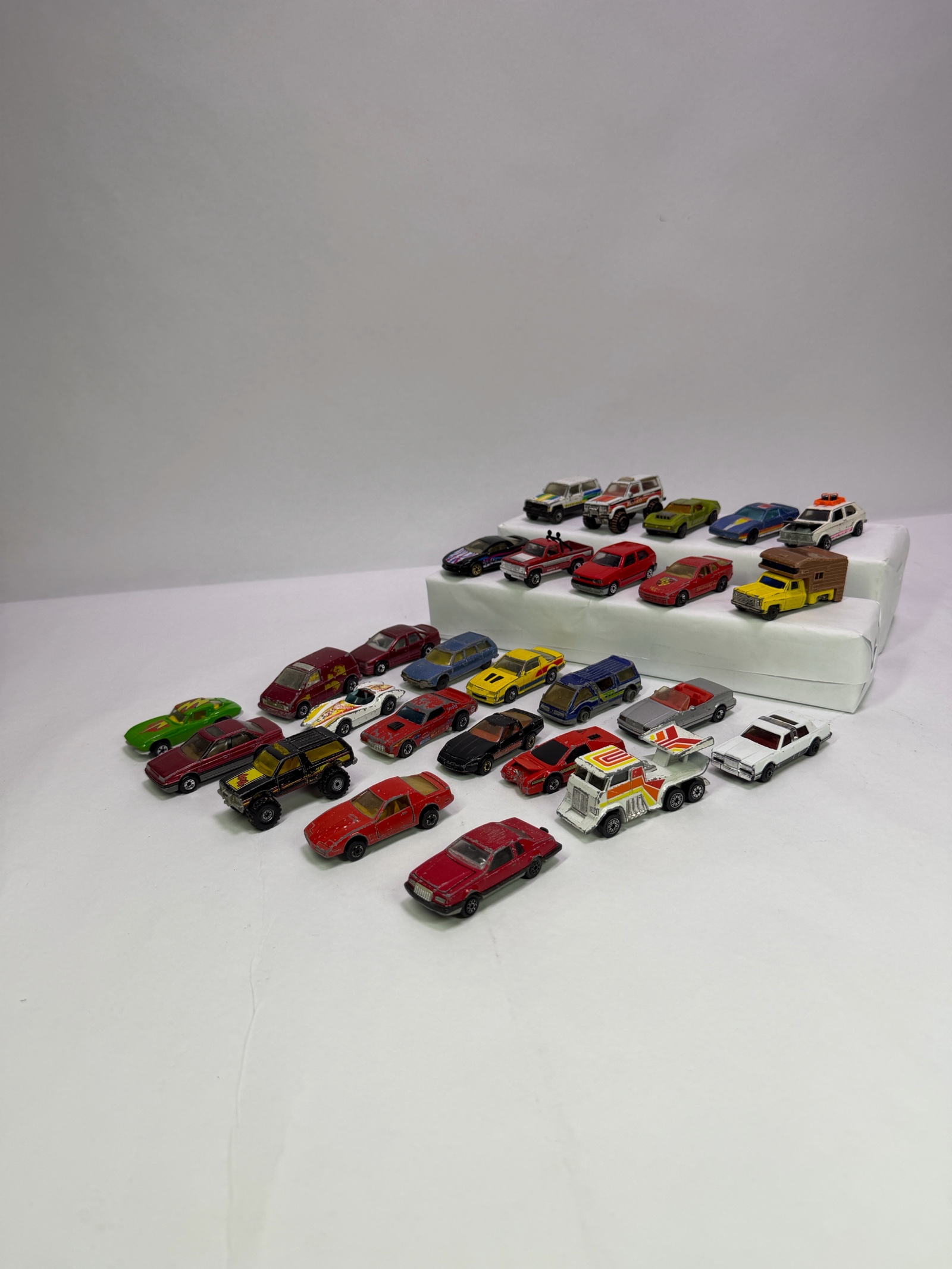 Lot of 27 Die-Cast Toy Cars, Trucks, Vans, and Emergency Vehicles