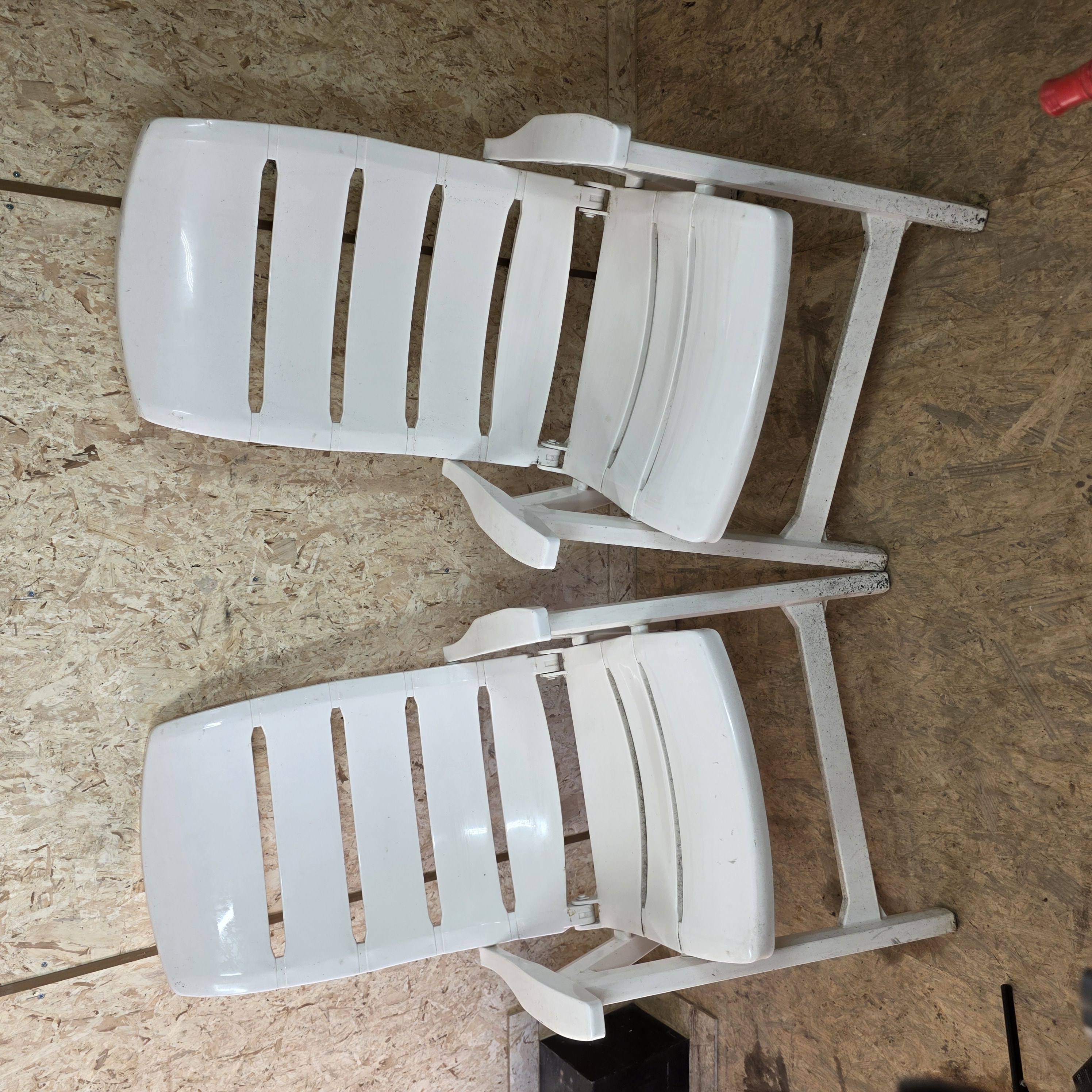 Pair of White Folding Patio Chairs