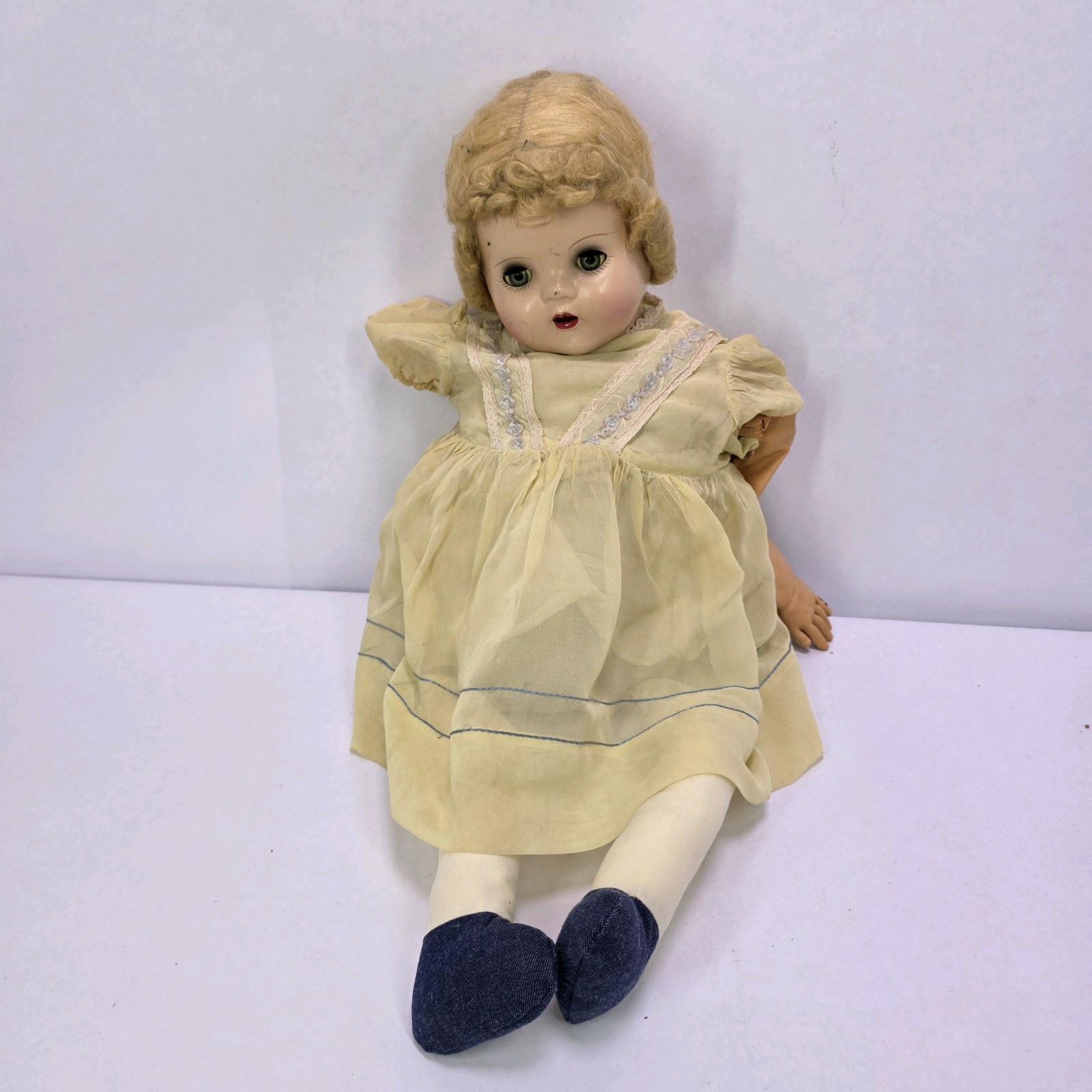 Vintage Composition Baby Doll with Blonde hair and Dress