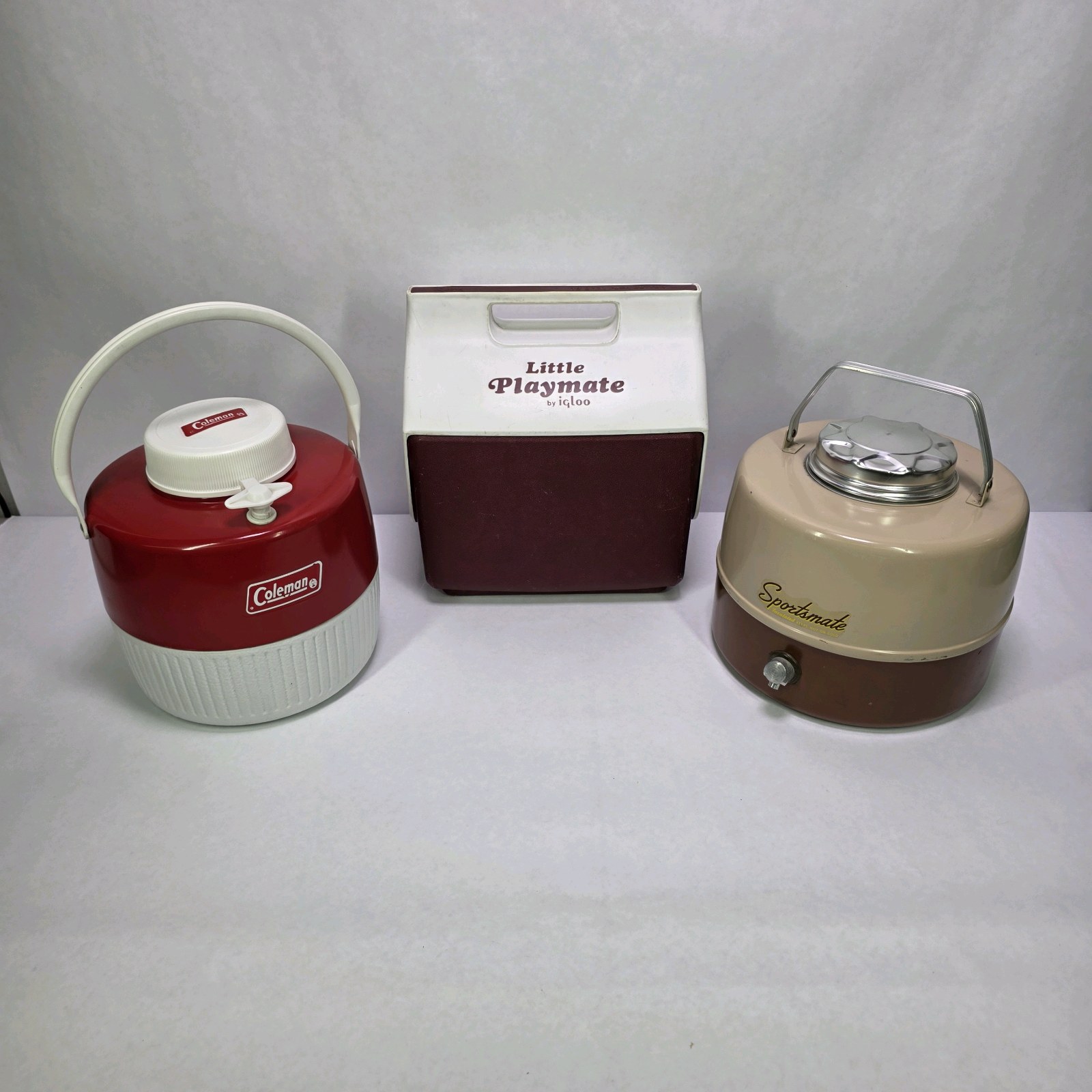Lot of Vintage Coleman Igloo Little Playmate and Thermos Picnic Coolers