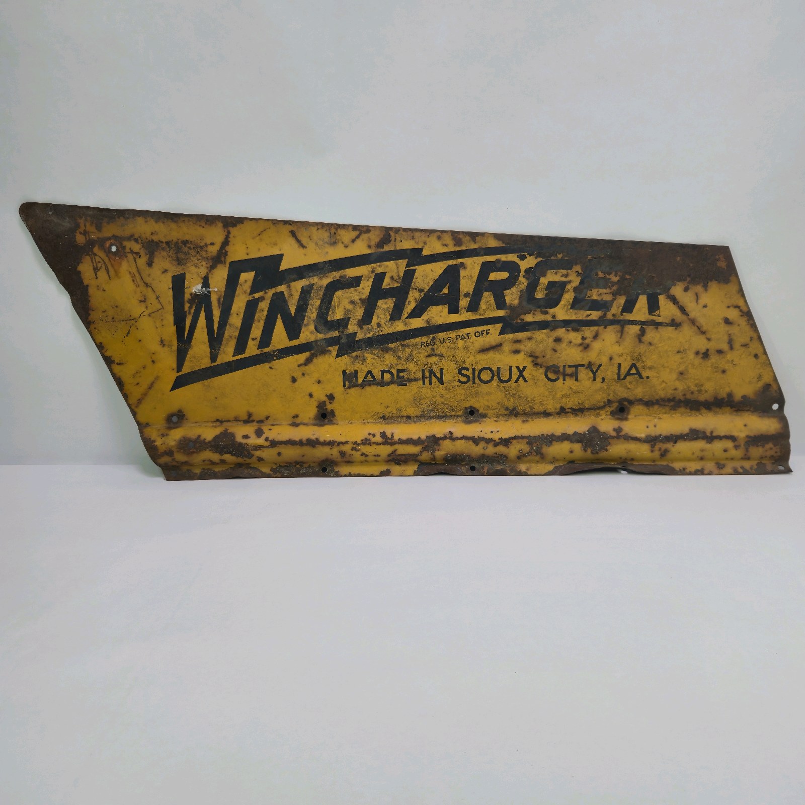 Vintage Wincharger Metal Tail Fin Sign Made in Sioux City Iowa
