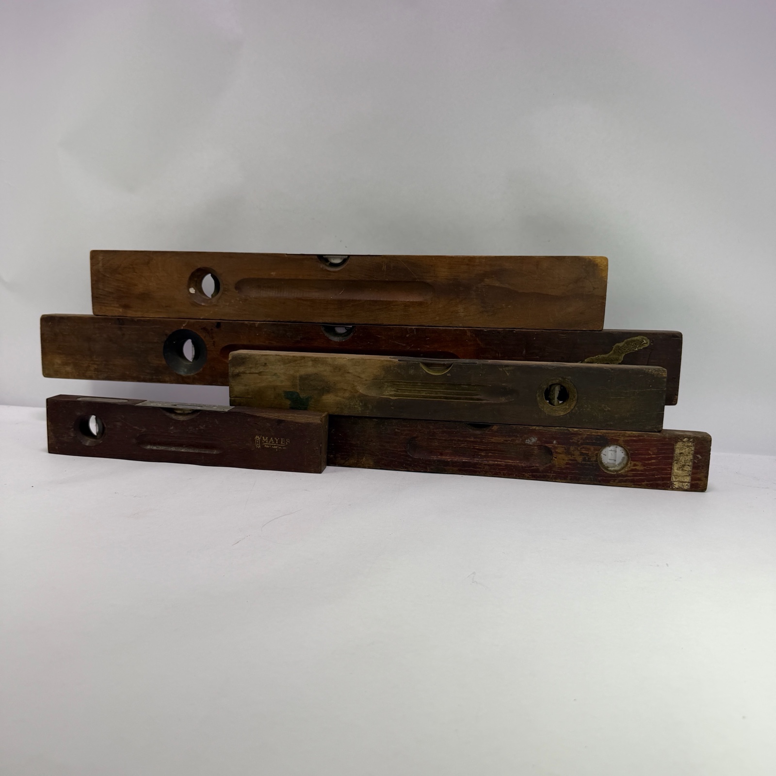Lot of 5 Vintage Wood Spirit Levels Carpenter Tool Pieces