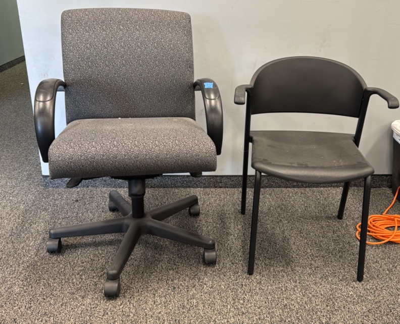 office chair and plastic chair
