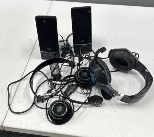 Assorted speakers and headsets