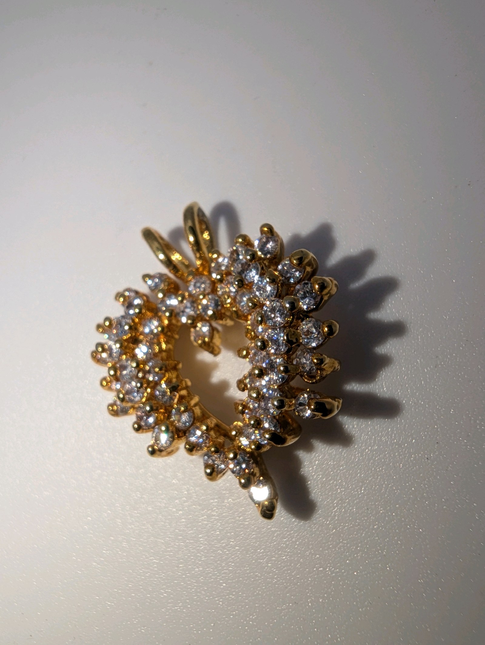 Gold Plated Sterling Silver Cubic Zirconia Cluster Heart Necklace Pendant