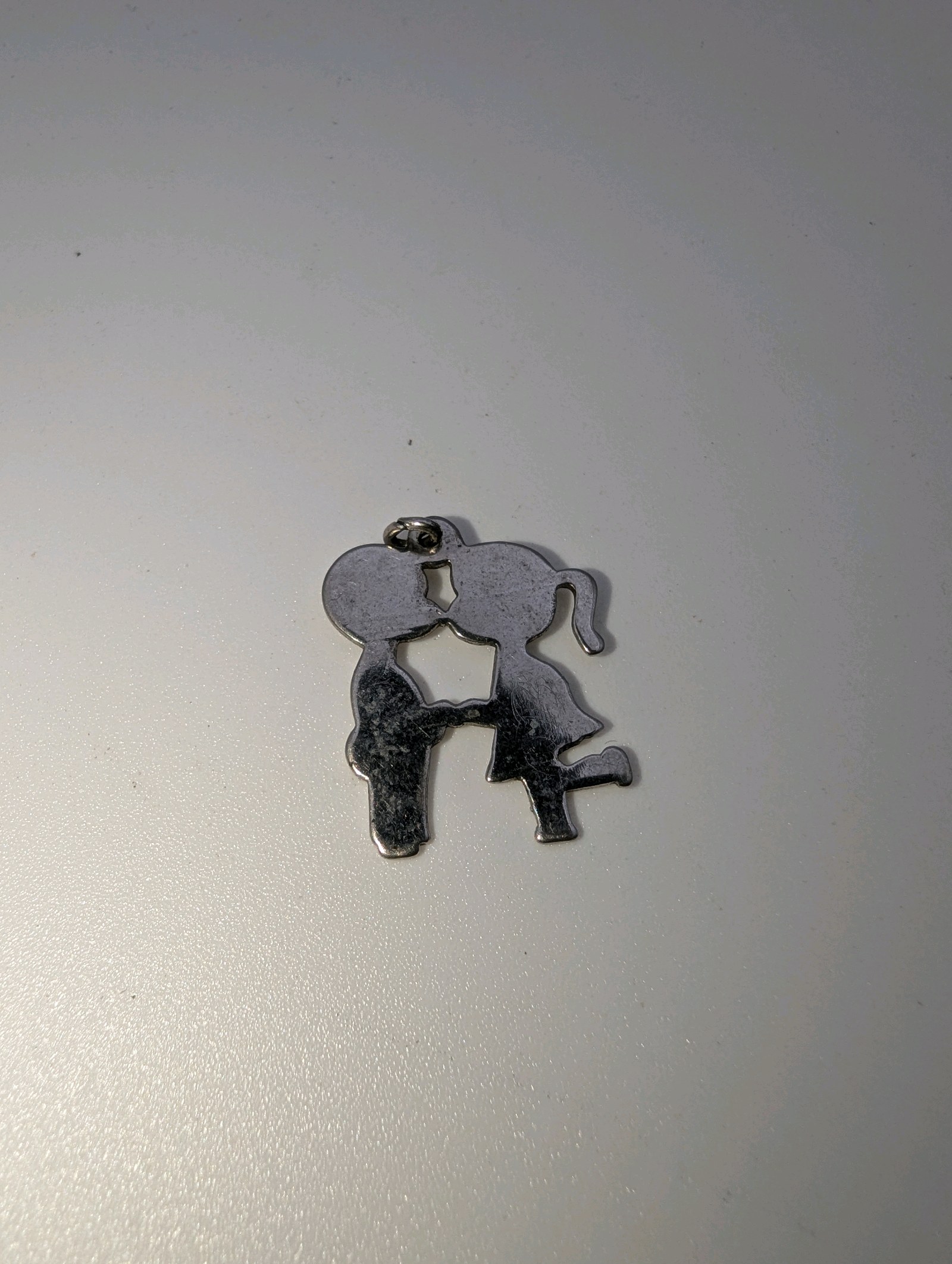 Vintage Kissing Couple Pendant, 1 Marked SS