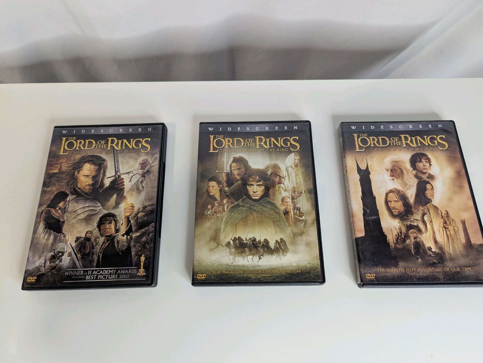 The Lord of the Rings movie trilogy, including The Fellowship of the Ring, The Two Towers, and The Return of the King