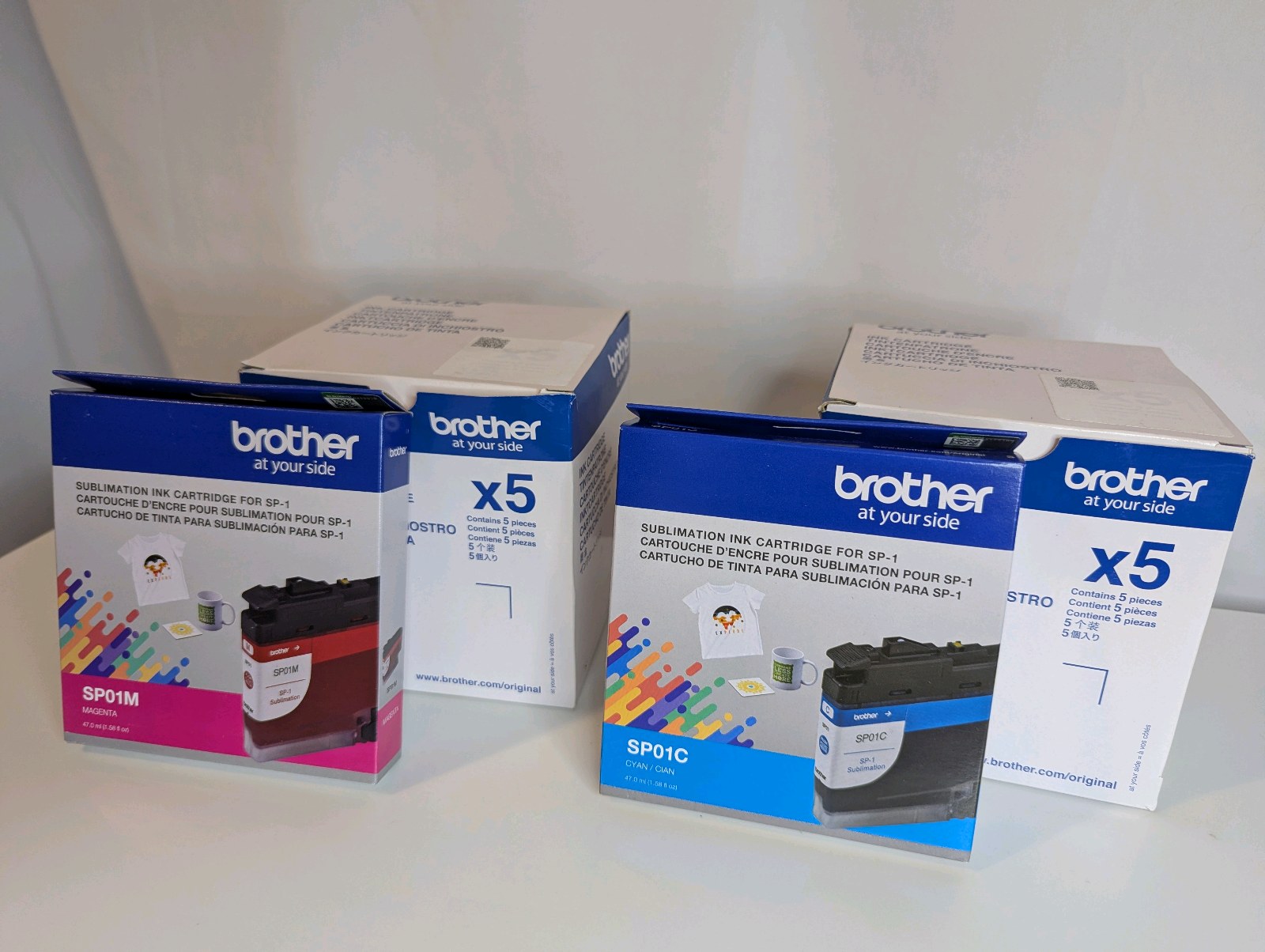 Brother SP01C sublimation ink, (5) Cyan, (5) Magenta