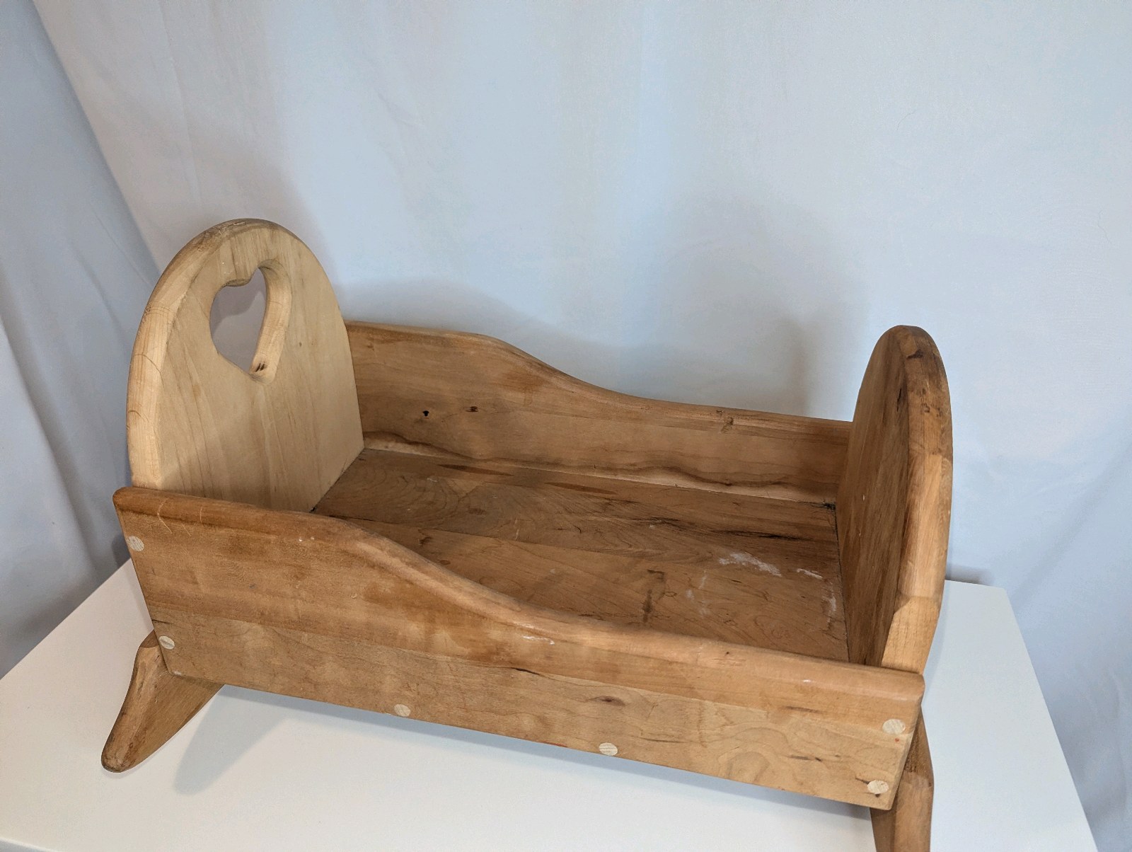 Antique wood doll rocking cradle